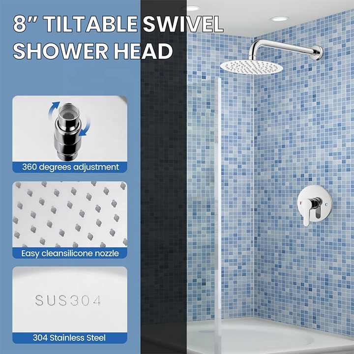 VEVOR Shower Faucet Set, Rainfall Bathroom Shower System With 10-Inch (25.4cm) Square Rain Shower Head And Handheld Spray, Wall Mounted Bath Fixtures With Brass Valve And Trim Kit, Silver Chrome | VEVOR EU - View #11