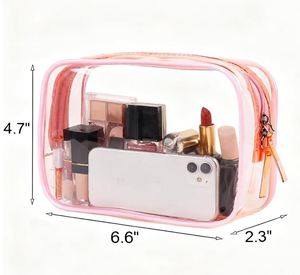 Clear <b>Pouch</b> Small, 6.6"x2.3"x4.7" Size TSA Approved Toiletry Bag, Travel Bags for Toiletries, Cosmetic Bag for Women and <b>Men</b> - Product Image 2