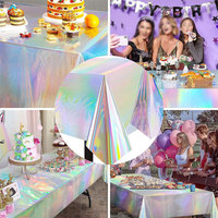 Nappe de table jetable moderne brillante effet laser pour fêtes, anniversaires, mariages, événements – Lot en gros irisé holographique