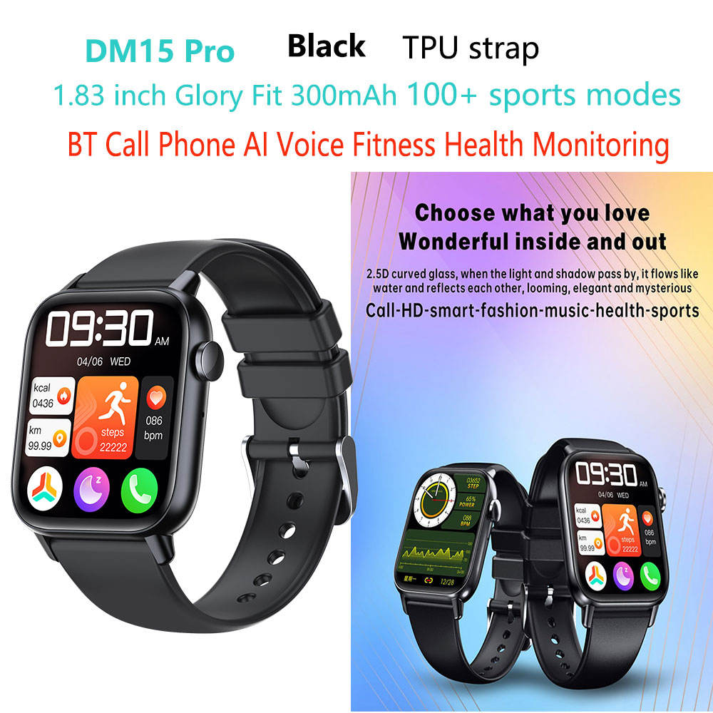 Negro DM15-PRO-call-phone-smart-watch
