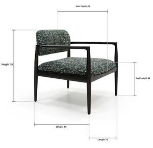 Fauteuil lounge moderne en bois, structure en chêne massif, chaise longue rembourrée en tissu avec design écologique pour salon - Product Image 6