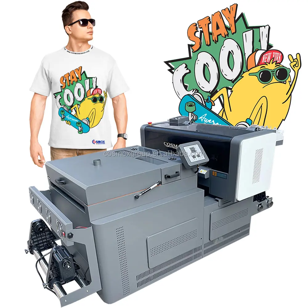 Alta resolução tinta branca A2 60 cm 24 polegada 60 cm Dual Print Heads I3200 Dtf Impressora T-shirt Máquina de impressão com pó Shaking