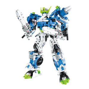 1129 Stuks Blauw Transformerende Mecha Robot Kinderen Cadeau Jongens Speelgoed Educatieve Robot Kit Voor Kinderen Van 6 Jaar Oud