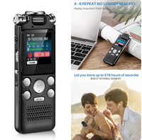 Enregistreur vocal numérique USB rechargeable 8 Go avec double microphone et réduction intelligente du bruit