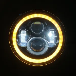 4X4 Round 7" Led Angel Eye Headlight Bulb Off Road LED Cube Light 60w H4 Halo Ring 7 Inch Led Headlight For Jeep Land Rover