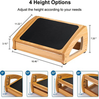 Repose-pieds en bois pour le travail sous le bureau Repose-pieds réglable sous le bureau avec 3 positions de hauteur