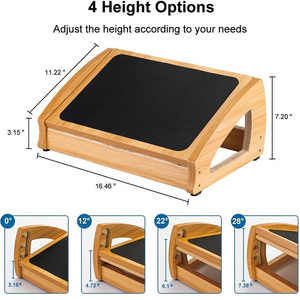 Reposapiés de madera para debajo del escritorio en el trabajo Reposapiés ajustable debajo del escritorio con 3 posiciones de altura - Product Image 6