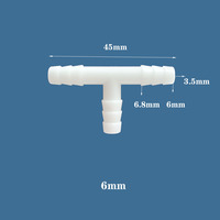 Connecteur de tuyau d'air en plastique PP en forme de T, 6, 8, 10 mm, adaptateur de raccord de tuyau d'aquarium, vente en gros