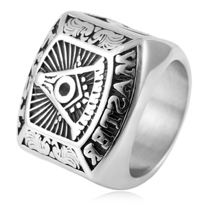 yunnique Freemason <b>Ring</b> Men's Silver Pyramid Geometric Design Wedding <b>Ring</b> Gift - Product Image 1