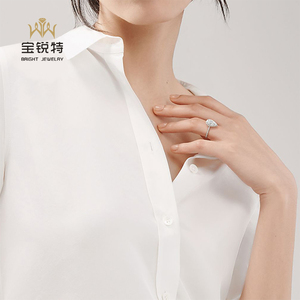 18k 화이트 골드 사용자 정의 2 Catat 배 솔리테어 다이아몬드 반지 헤일로 다이아몬드 결혼 반지 여성 - Product Image 5