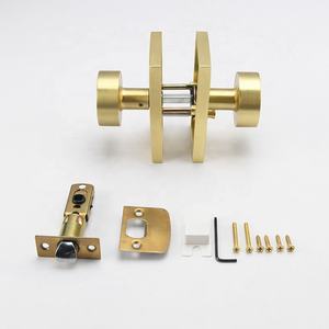 Gaya Amerika privasi pegangan pintu Interior Satin kuningan kamar tidur Matt hitam kamar mandi Modern Gagang pintu bulat kunci persegi panjang - Product Image 3