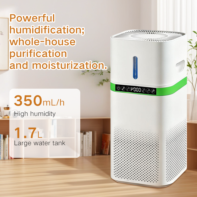 Electric Home Air Purifier High Efficiency H13 HEPA Filter Formaldehyde Smoke Odor Removal Humidify Indoor Use
