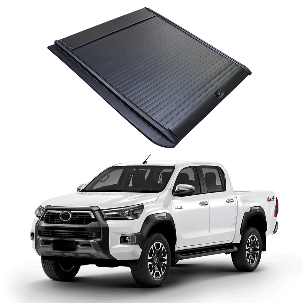 Penutup kasur keras truk Pickup dapat ditarik, penutup Roller Tonneau paduan aluminium untuk Toyota Hilux Revo/trd/adventure 2016-2023