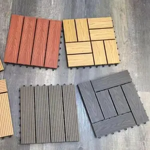 Saudi Arabia hot sell Anti-slip WPC composite floor tile Outdoor Garden Decorative Floor Covering interlocking DIY solid tiles
