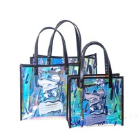 Sac fourre-tout élégant en PVC durable, imprimé à l'écran avec des paillettes, en forme de gelée, avec fermeture à bouton, pour trousse de maquillage et cadeau