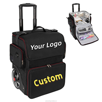Valise de maquillage portable en nylon avec logo personnalisé, valise à roulettes pour maquilleur, sac de transport pour maquilleur