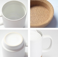 Nueva Llegada, Venta Caliente, Taza de Café de Cerámica Blanca para Sublimación de 390 ml con Tapa y Base de Corcho