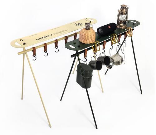 Ultralight Outdoor Camping Aluminum Alloy Tableware Storage Tripod Hanger with Hood Cookware Rack