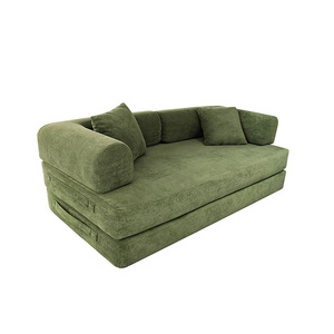 Sofá cama moderno en forma de L de terciopelo con respaldo acolchado y brazos acolchados, convertible y comprimido, para sala de estar - Product Image 5