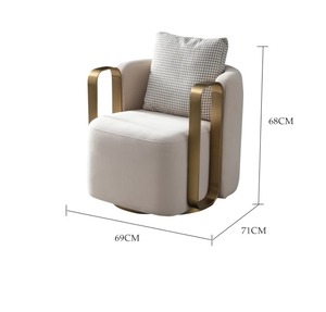 Moderne Noordse Stof Lounge Draaibare Fauteuil Luxe Goud Metalen Frame Fluwelen Enkele Bank Stoel Voor Woonkamer Meubels