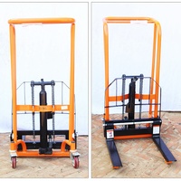 Forklift Hidrolik Mikro Rumah Tangga 90cm 1.2M Kapasitas 400kg Manual Pallet Fork Universal Wheel Stacker Platform OEM Dapat Disesuaikan