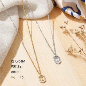 Collana con Ciondolo a Forma di Lettera E con Diamante 10x15Cm Stile Collare in Acciaio Oro Argento - Product Image 3