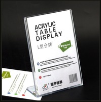Support de menu incliné en acrylique transparent XYBP, présentoir de signalisation avec/sans porte-cartes de visite, en forme de L, incassable pour restaurant