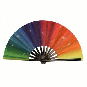 Bamboo Folding Clack Hand Handheld Fan for Edm Music Party Dance Decoration <b>Gift</b> - Product Image 6