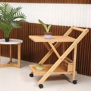 대나무 주방 트롤리, Foldable 집게를 제공 카트 와 병 Holder - Product Image 6