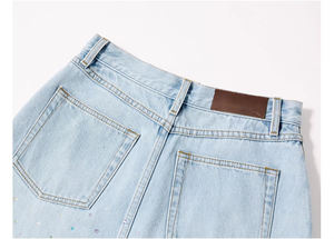 <span class=keywords><strong>Jupe</strong></span> mini en jean extensible coupe ajustée taille haute décontractée bleu clair été 2026 avec sequins colorés, écologique et respirante - Product Image 5