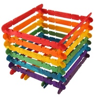 50 bâtonnets en bois assortis, colorés et naturels, pour projets artistiques et créatifs DIY