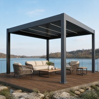 Pergola de jardin de luxe en aluminium avec toit à lames motorisées, capteur de pluie automatique et éclairage LED