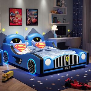 Luxuriöses Rotes Rennwagenbett für Jungen Kinderzimmermöbel Cooles Sportwagenförmiges Kleinkinderbett mit LED-Beleuchtung - Product Image 3