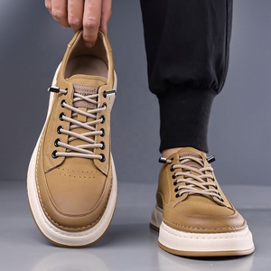 Chunky <b>Shoes</b> Men Thick Sole Genuine Leather Square Toe Lace up Running <b>Shoes</b> All Seasons Mesh Lining Rubber Outsole EVA Midsole - Product Image 2