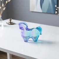 Ornement de cheval du zodiaque en verre émaillé fait main de Zibo, style Tang, décoration de voiture, décoration de bureau, cadeau de fête du Nouvel An