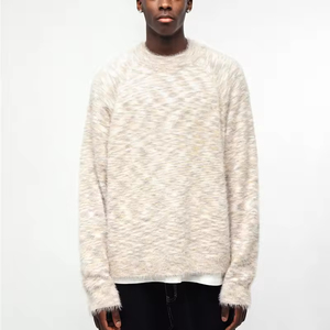 Áo Len Nhà Sản Xuất Biểu Tượng Tùy Chỉnh Thêu <span class=keywords><strong>Mohair</strong></span> Phong Cách Dệt Kim Áo Thun Không Thường Xuyên Mô Hình Dệt Kim Mờ Áo Len Người Đàn Ông - Product Image 4