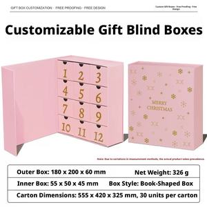 Boîte de calendrier de l'<span class=keywords><strong>avent</strong></span> de Noël rose réutilisable en gros, vierge, 12 jours, pour l'emballage de cosmétiques, bougies, porte-clés et bijoux - Product Image 6