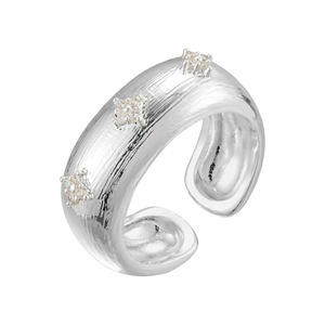 Retro Brushed Wide Starburst <b>Open</b> <b>Ring</b> Micro Pave Zircon Index Finger Party Fashion Jewelry - Product Image 5