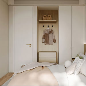 2025 nouvelle porte intérieure à noyau solide Beige adaptée aux animaux de compagnie avec rabat magnétique Design moderne pour chambres salons et salles de bain - Product Image 2