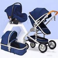 Poussette convertible quatre roues avec fonctions assise et couchée, légère, pliable, haute vue, 3-en-1