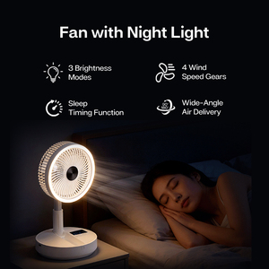 8 Inch Portable Rechargeable Table <b>Fan</b> with Light Remote Control Adjustable Oscillation Air Circulator for Home Office - Product Image 2