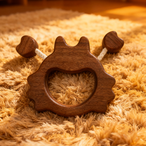 Runwood Safe, sonajero de campana de madera blanda Natural, divertido juguete de dentición infantil para bebés de primer año de 1 a 3 años, juguetes para hacer ruido - Product Image 2