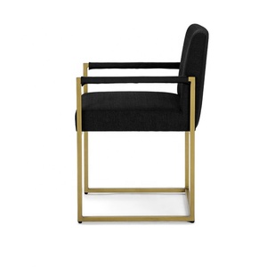 Brushed Finish Metal <strong>Painted</strong> Gold <strong>Dining</strong> <strong>Chair</strong> with Arm Rest - Product Image 3