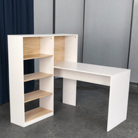 Bureau d'ordinateur d'angle convertible moderne et élégant avec étagère, en bois blanc écologique, certifié ISO9001, pour bureau à domicile et étude