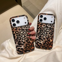 Coque de téléphone portable IMD transparente brillante à imprimé léopard de haute qualité pour iPhone 17 16 15 14 Pro Max, coque arrière intégrale
