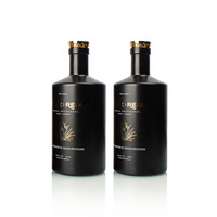 Bouteille en verre noir mat personnalisée avec logo en relief pour spiritueux (vodka, gin, tequila) avec bouchons à médaillon