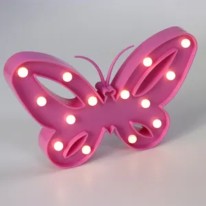 Luminária led para festa, para área interna, para decoração de mesa, luzes led para borboleta, plástico, 3d, funciona a bateria, letra