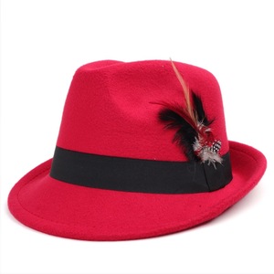 Sombreros Fedora 100% Lana Unisex para Adultos, Sombrero de Fiesta con Decoración de Plumas, Estilo Europeo Vintage, Sombrero Jazz - Product Image 4