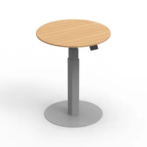 E1 Grey Dining Table Modern Simple Side Table Height Adjustable Computer Desk Electric Single Leg Coffee Table With Round Top