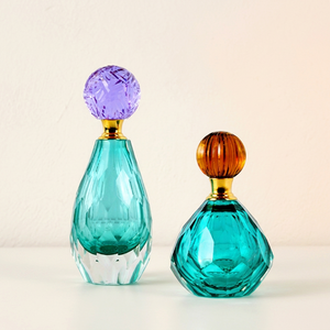 Luxury Crystal Coast 15ml Faceted Glass Perfume <b>Bottle</b> Round Decanter with <b>Stopper</b> for Fragrance Display - Product Image 1